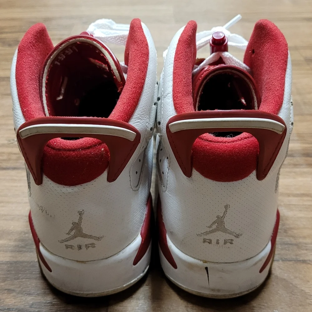Nike Boys Air Jordan 6 Retro 384665-113 Red White Sz 6.5 / Sz 8 women - Picture 8 of 10